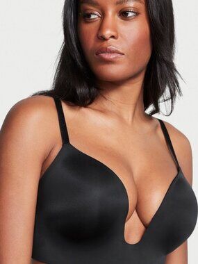 Victoria’s Secret U-Plunge Low Back Push-Up Black Invisible Smooth LowCut 36DD